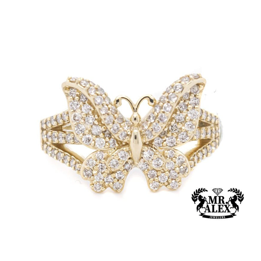 10K Butterfly Diamond Ring 0.90ct - Mr. Alex Jewelry