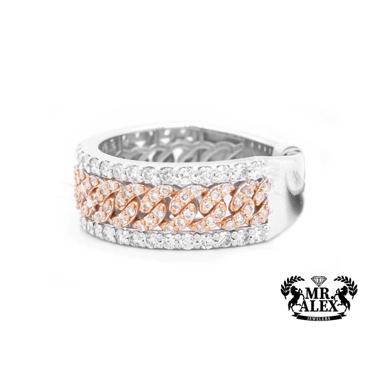 10k Chain Link Diamond Ring 1.35ct - Mr. Alex Jewelry