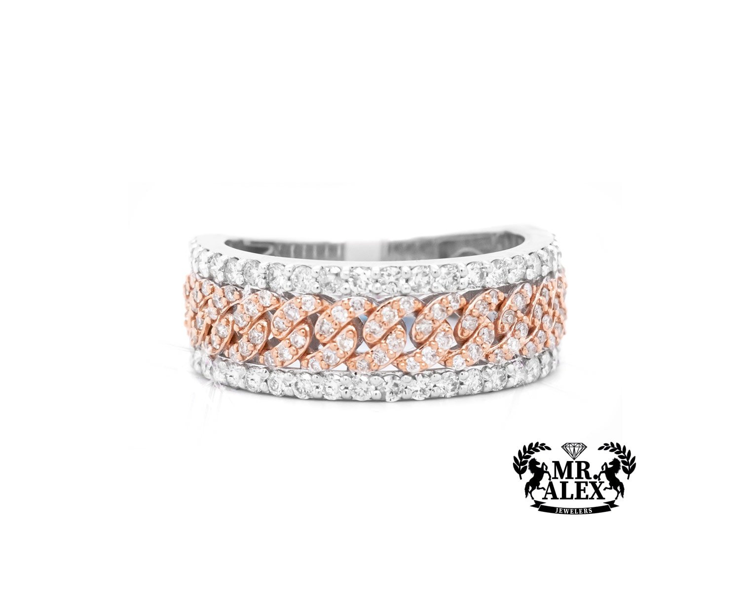 10k Chain Link Diamond Ring 1.35ct - Mr. Alex Jewelry