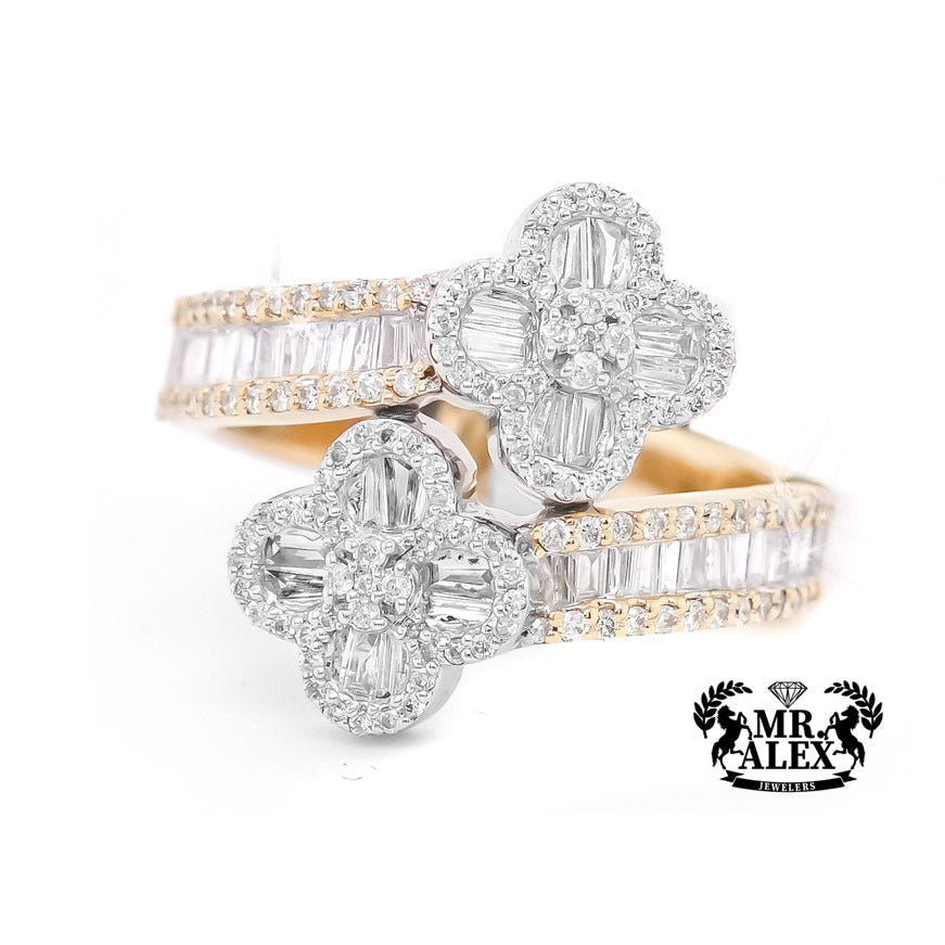 10k Clover Diamond Ring with Baguettes 0.90ct - Mr. Alex Jewelry