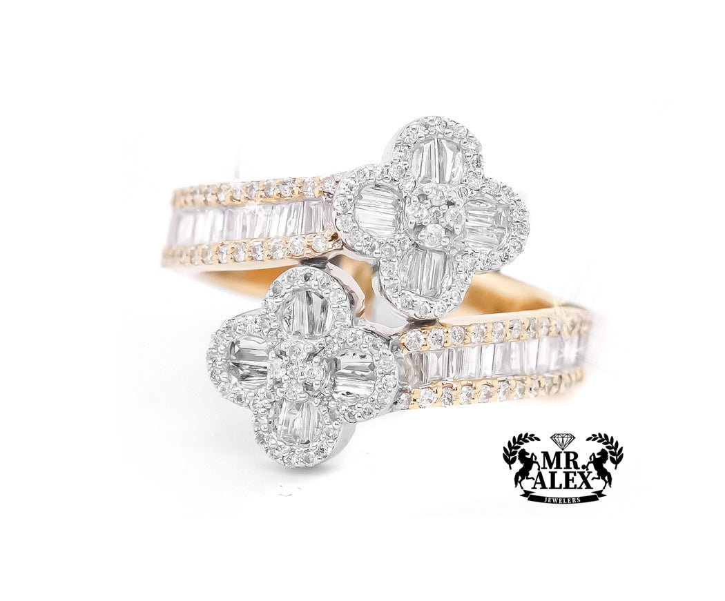 10k Clover Diamond Ring with Baguettes 0.90ct - Mr. Alex Jewelry