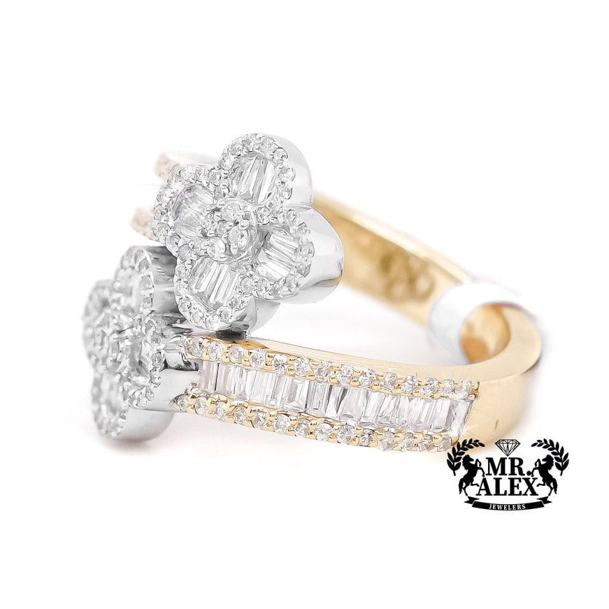 10k Clover Diamond Ring with Baguettes 0.90ct - Mr. Alex Jewelry