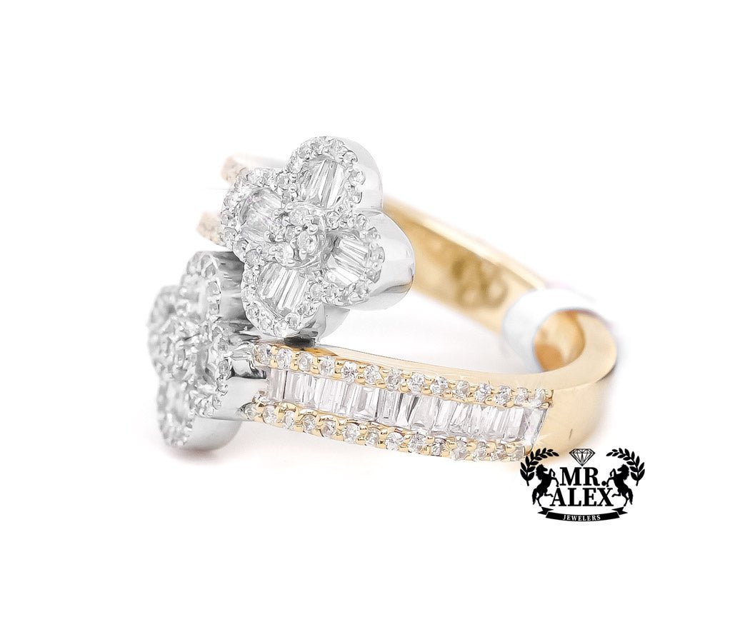 10k Clover Diamond Ring with Baguettes 0.90ct - Mr. Alex Jewelry