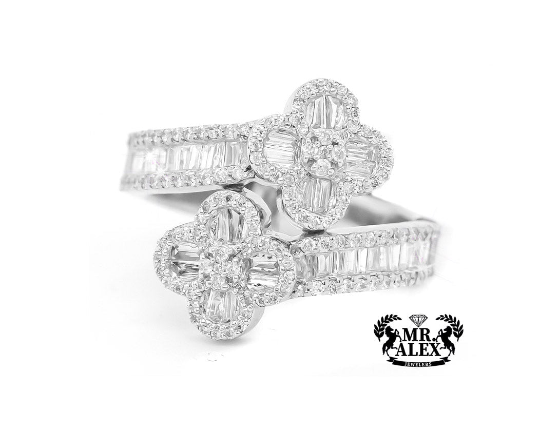 10k Clover Diamond Ring with Baguettes 0.90ct - Mr. Alex Jewelry