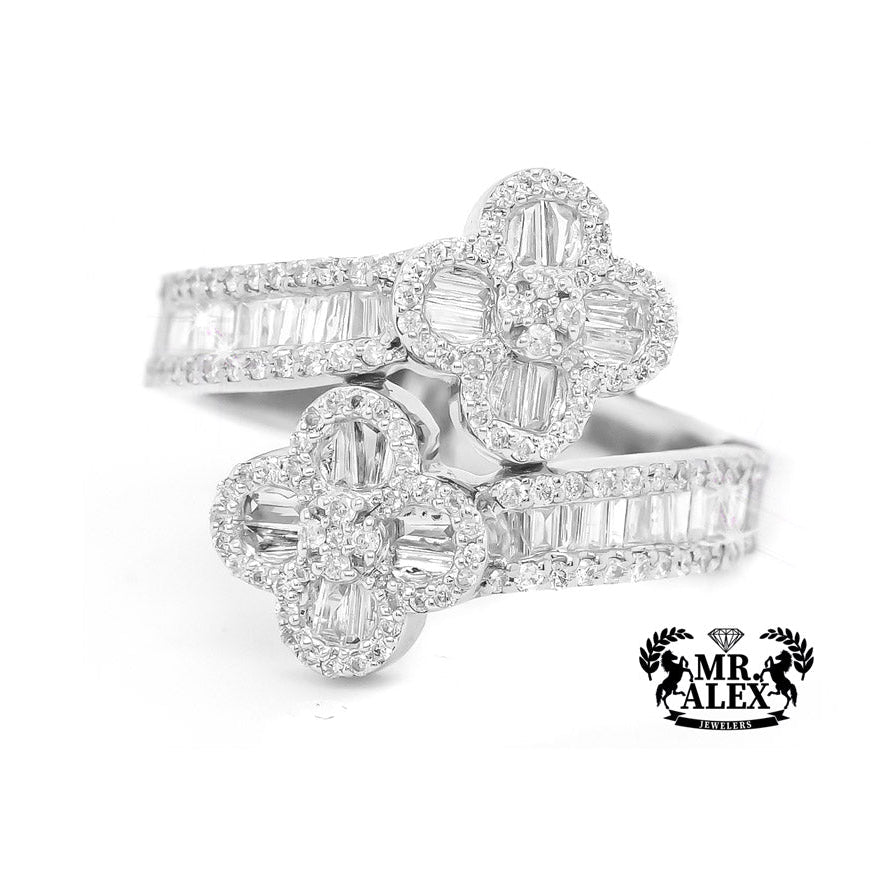 10k Clover Diamond Ring with Baguettes 0.90ct - Mr. Alex Jewelry