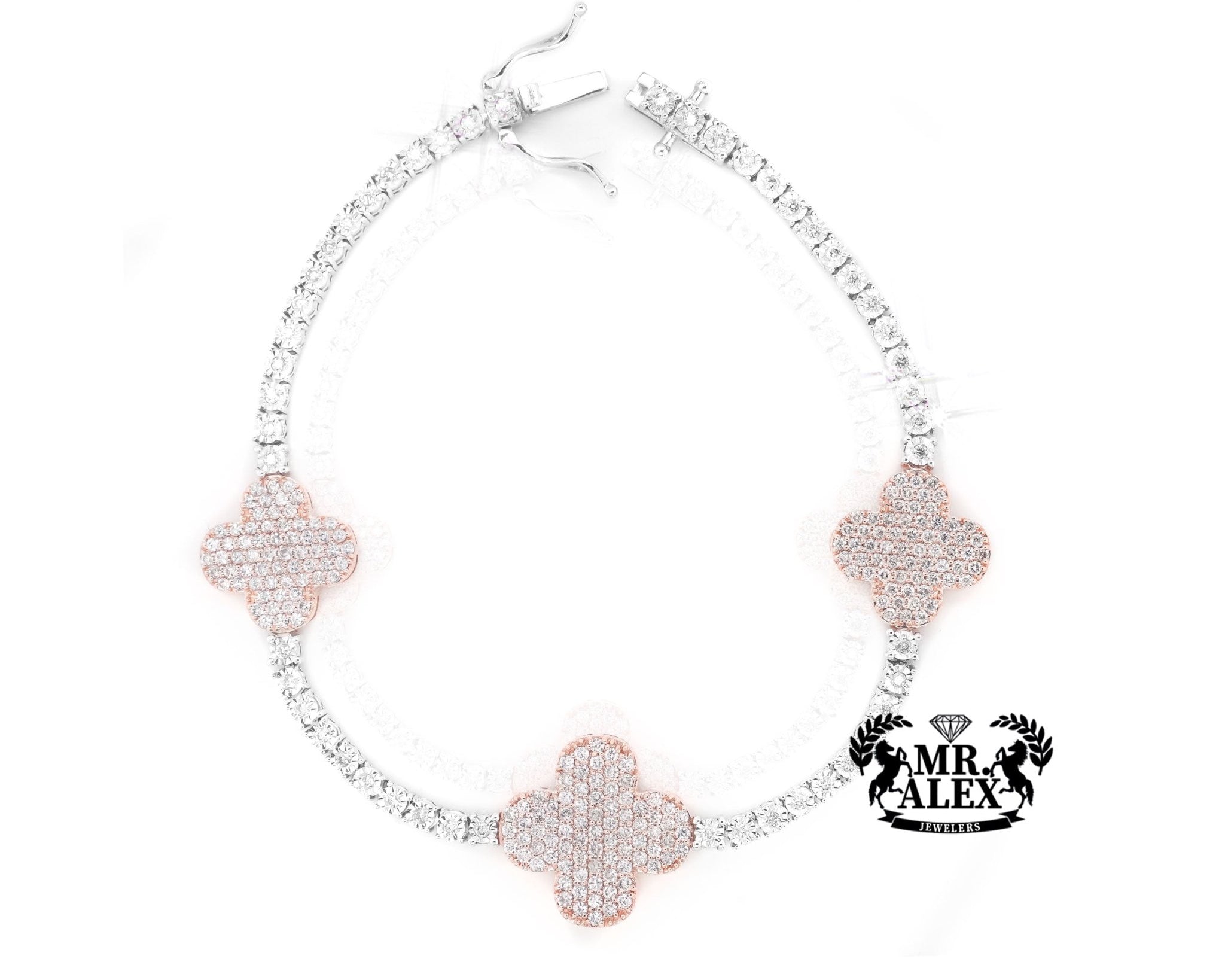 10K Clover Diamond Tennis Bracelet 1.80ct - Mr. Alex Jewelry
