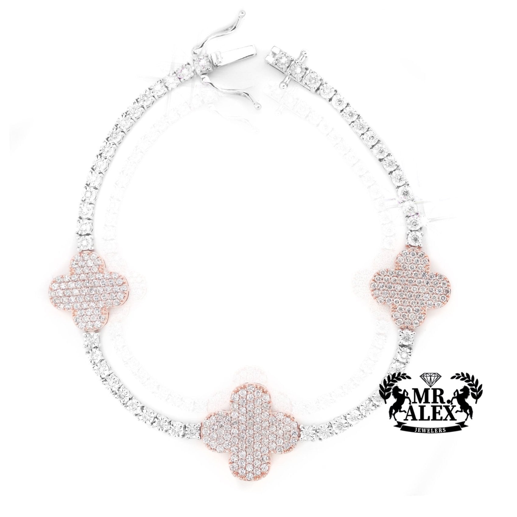 10K Clover Diamond Tennis Bracelet 1.80ct - Mr. Alex Jewelry
