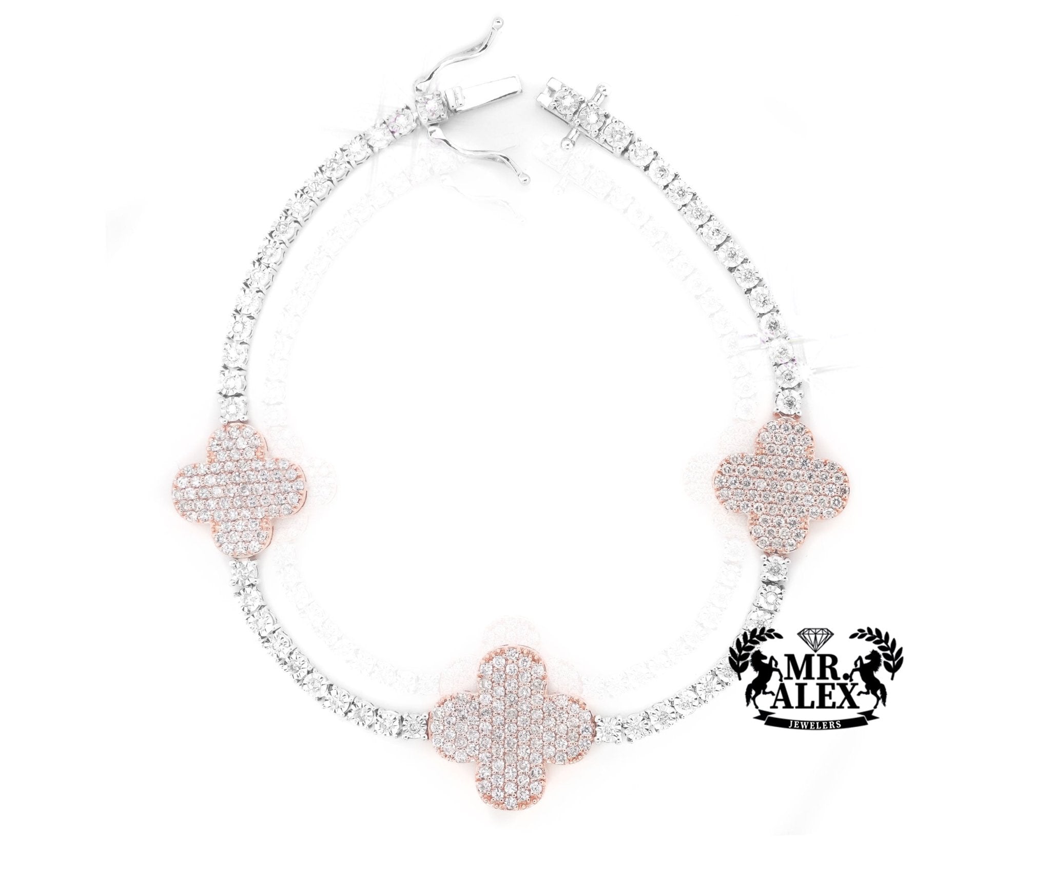 10K Clover Diamond Tennis Bracelet 1.80ct - Mr. Alex Jewelry