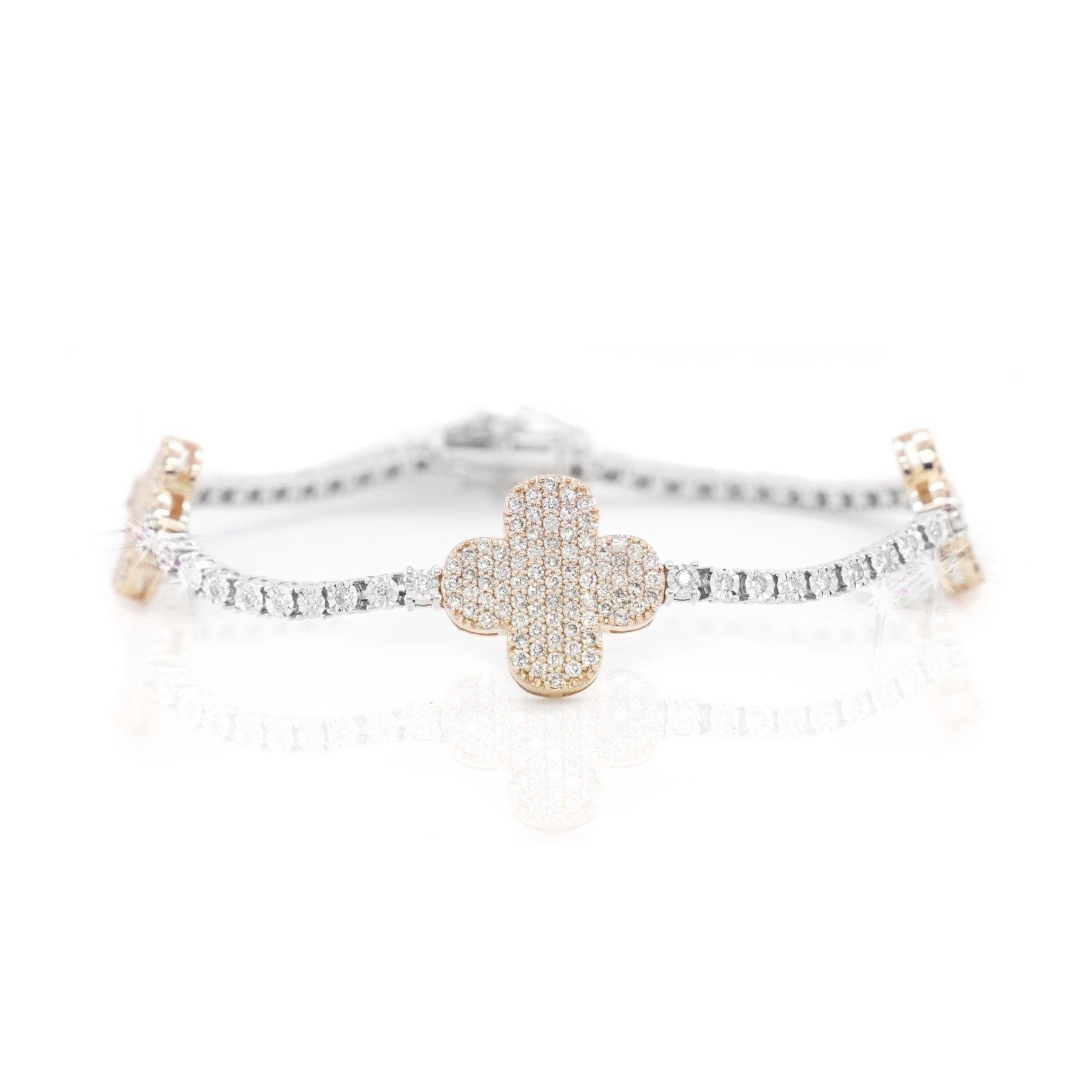 10K Clover Diamond Tennis Bracelet 1.80ct - Mr. Alex Jewelry
