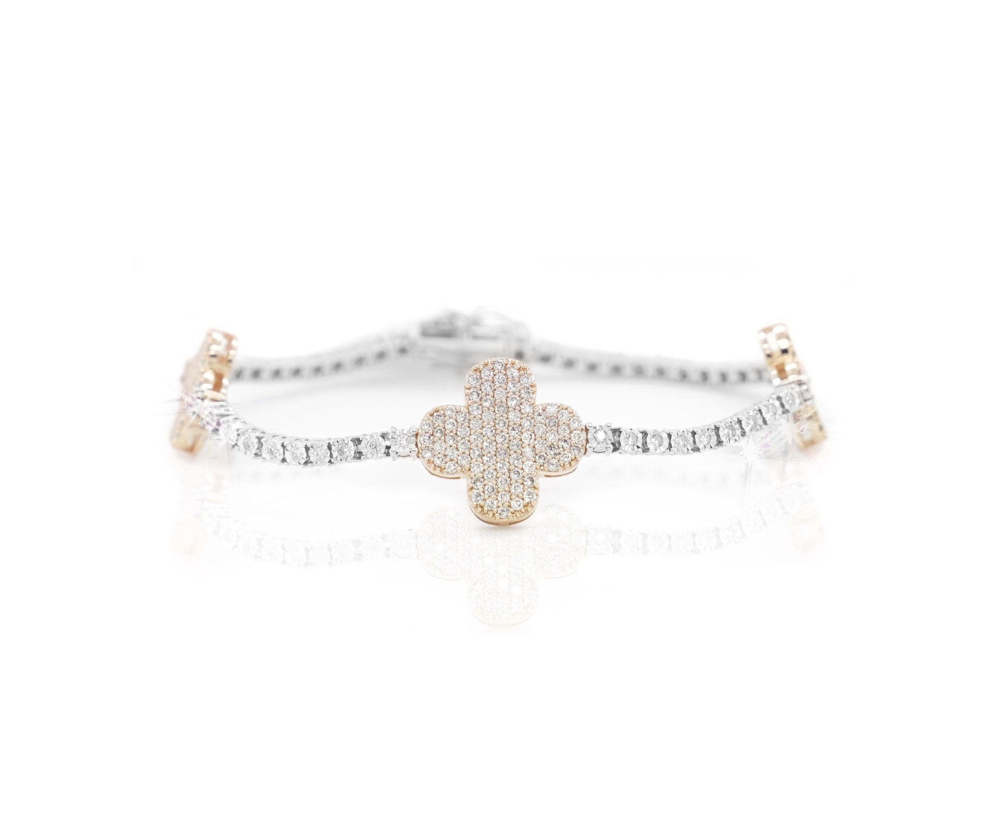 10K Clover Diamond Tennis Bracelet 1.80ct - Mr. Alex Jewelry