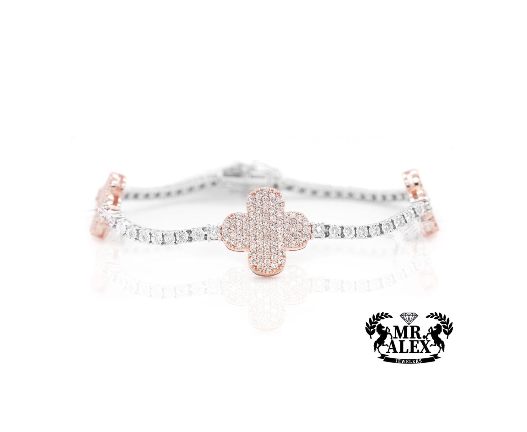 10K Clover Diamond Tennis Bracelet 1.80ct - Mr. Alex Jewelry