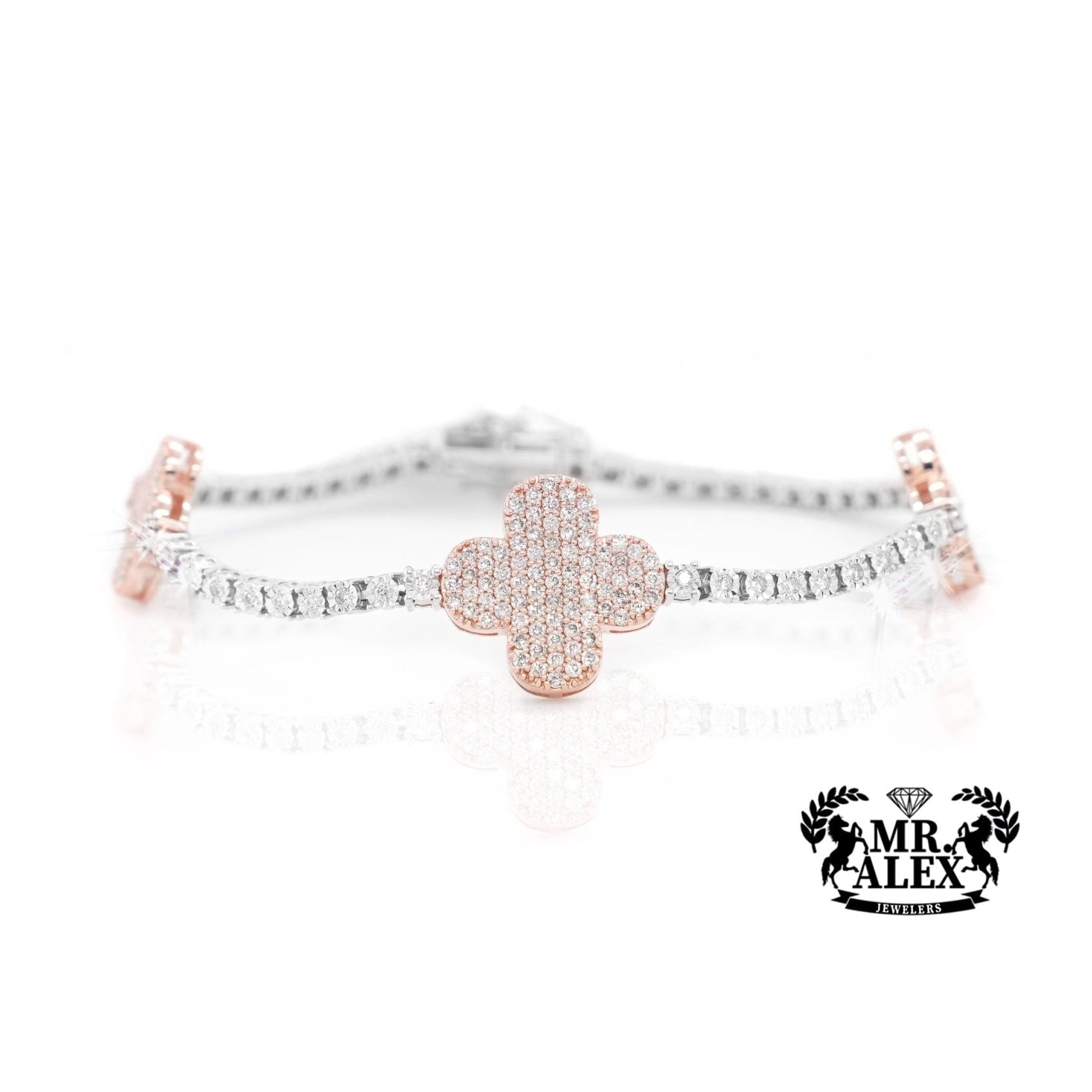 10K Clover Diamond Tennis Bracelet 1.80ct - Mr. Alex Jewelry