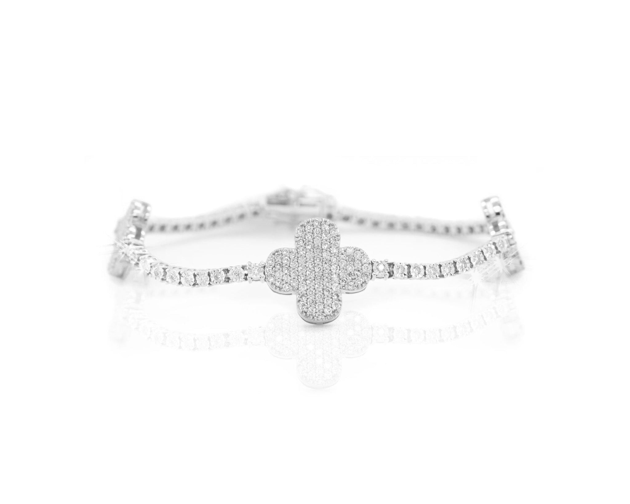 10K Clover Diamond Tennis Bracelet 1.80ct - Mr. Alex Jewelry