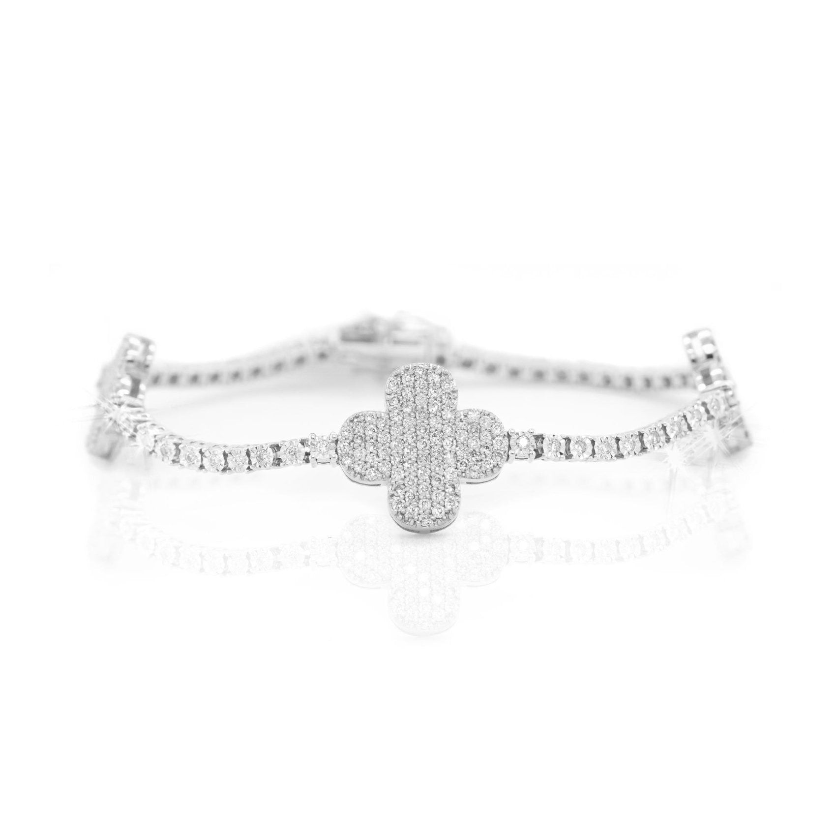 10K Clover Diamond Tennis Bracelet 1.80ct - Mr. Alex Jewelry