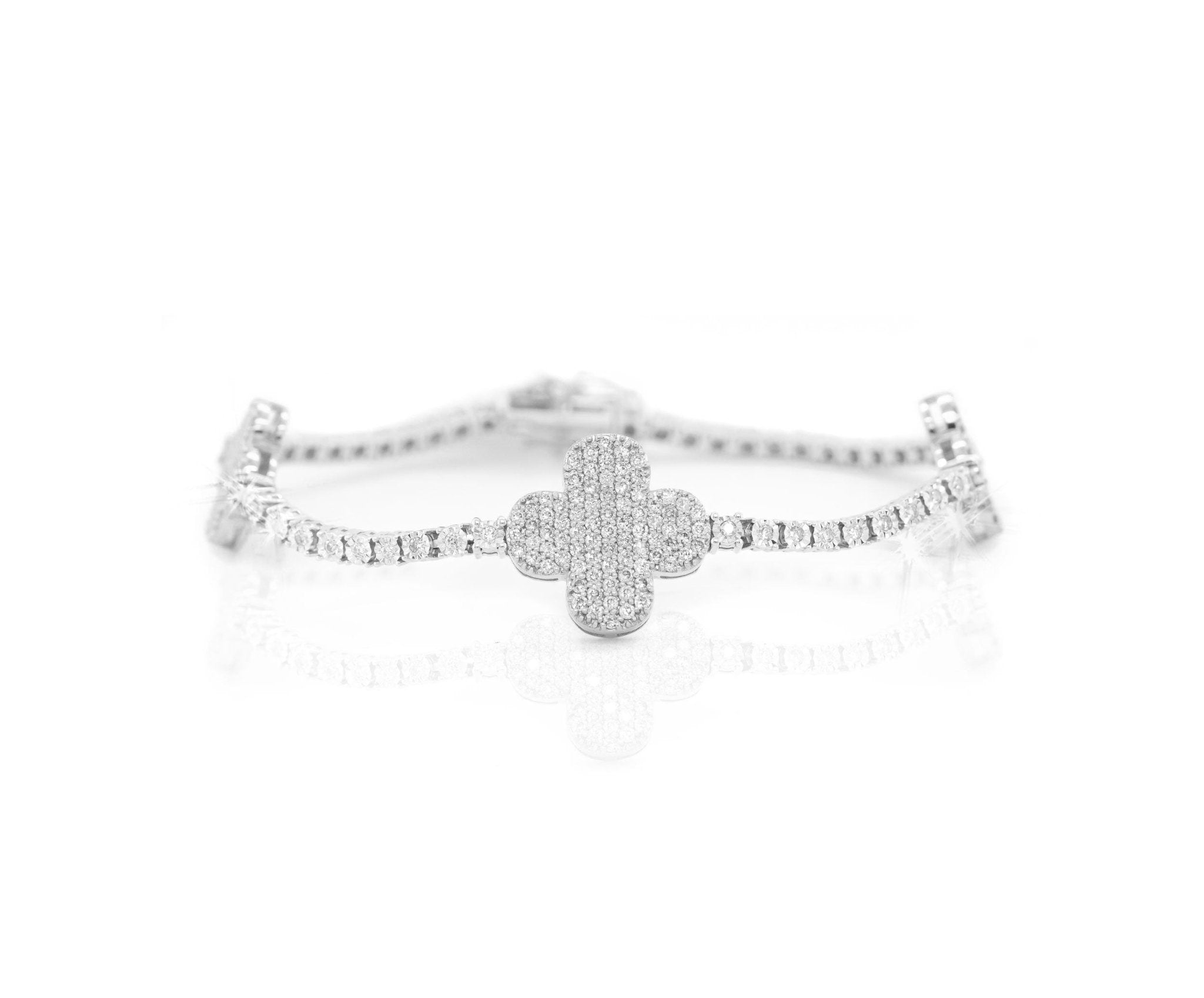 10K Clover Diamond Tennis Bracelet 1.80ct - Mr. Alex Jewelry