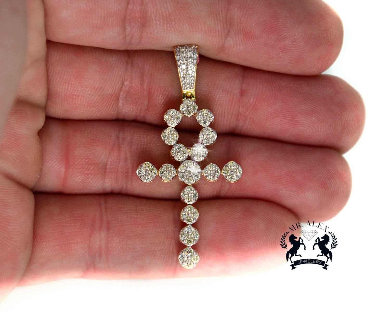 10K Cross Diamond Pendant 0.95ct - Mr. Alex Jewelry