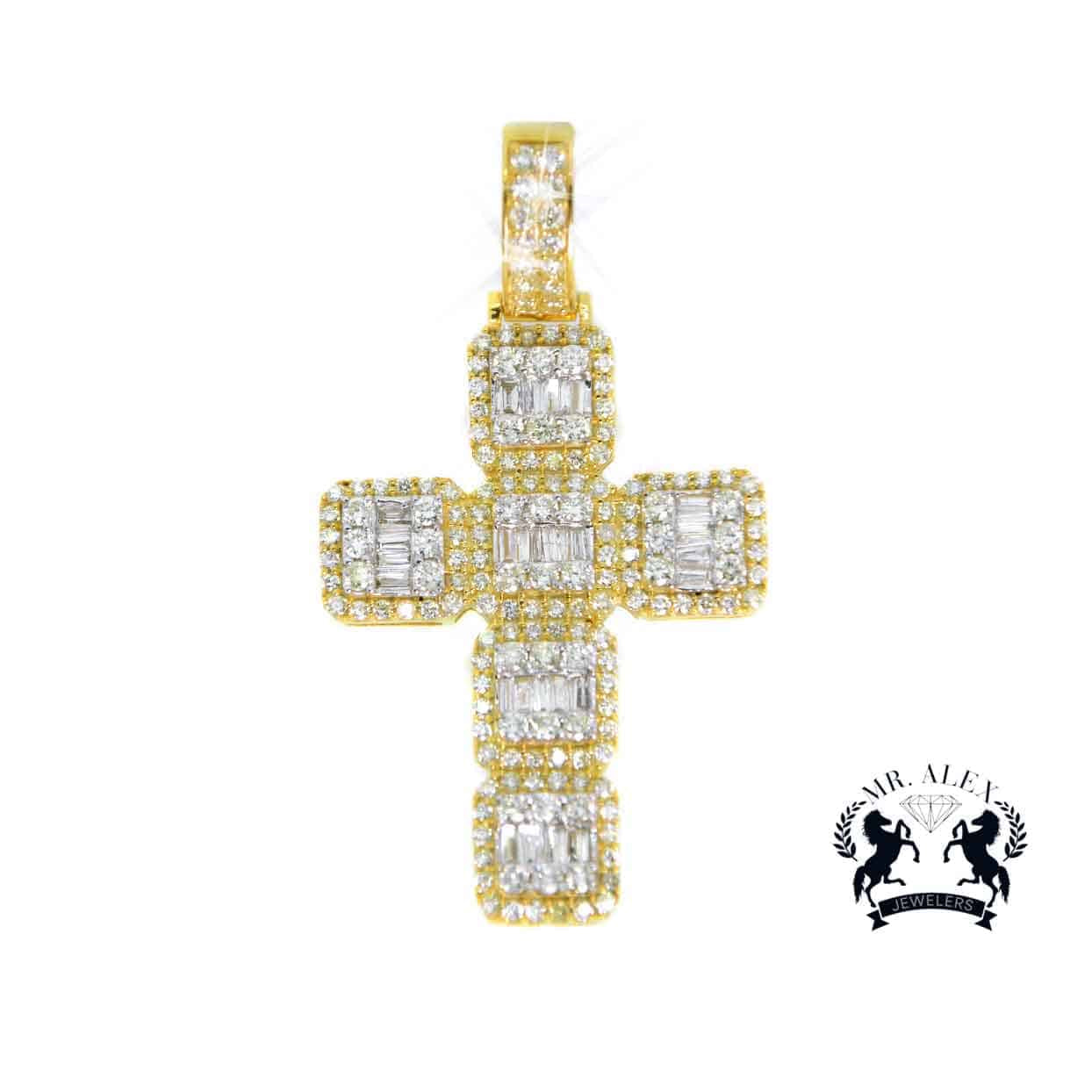 10k Cross Diamond Pendant Yellow Gold 2.20ct - Mr. Alex Jewelry