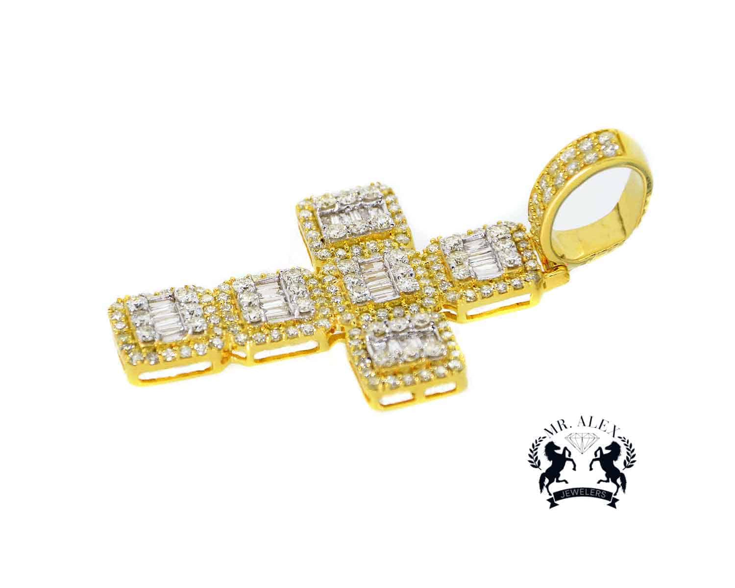 10k Cross Diamond Pendant Yellow Gold 2.20ct - Mr. Alex Jewelry