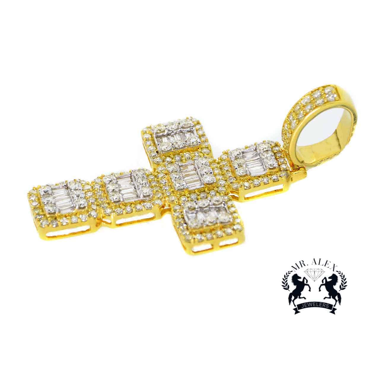 10k Cross Diamond Pendant Yellow Gold 2.20ct - Mr. Alex Jewelry