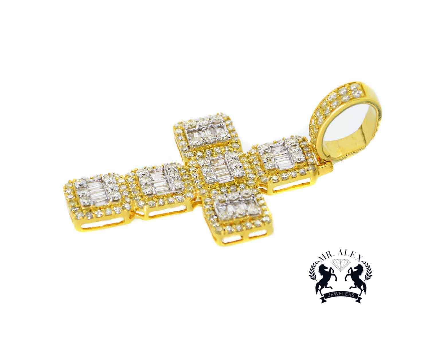 10k Cross Diamond Pendant Yellow Gold 2.20ct - Mr. Alex Jewelry