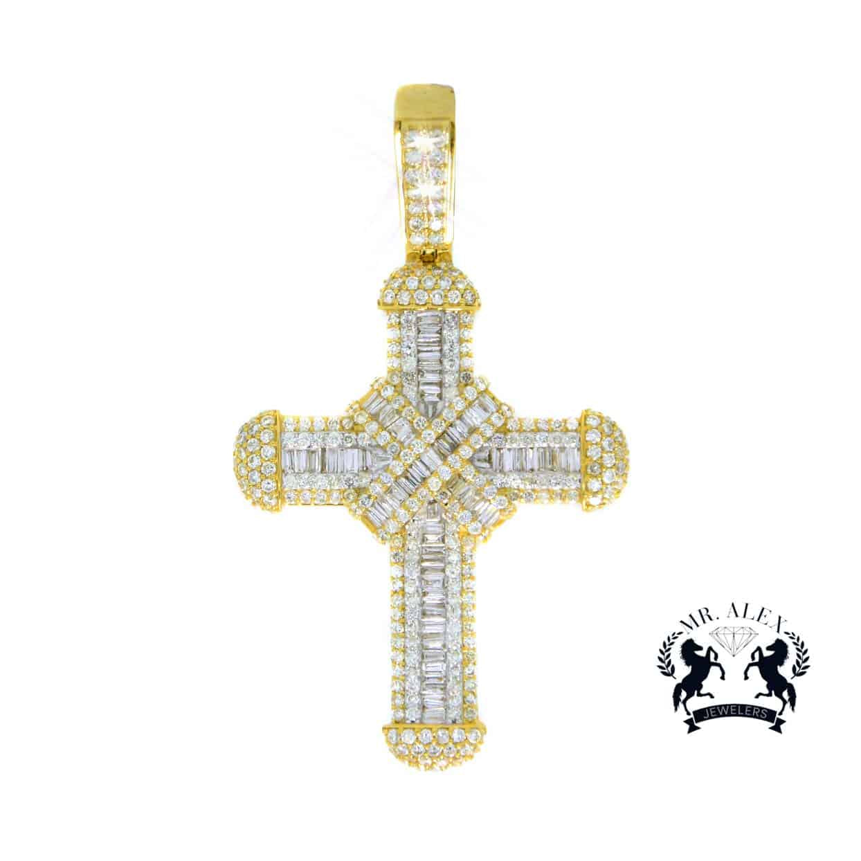 10K Cross Diamond Pendant Yellow Gold 2.95ct - Mr. Alex Jewelry