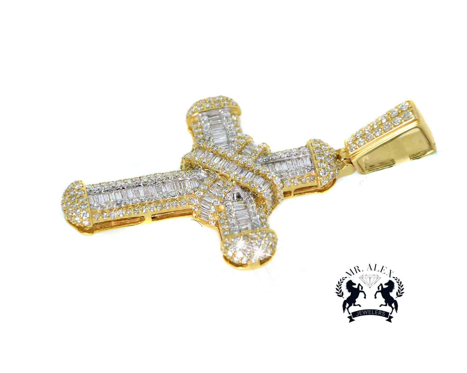 10K Cross Diamond Pendant Yellow Gold 2.95ct - Mr. Alex Jewelry