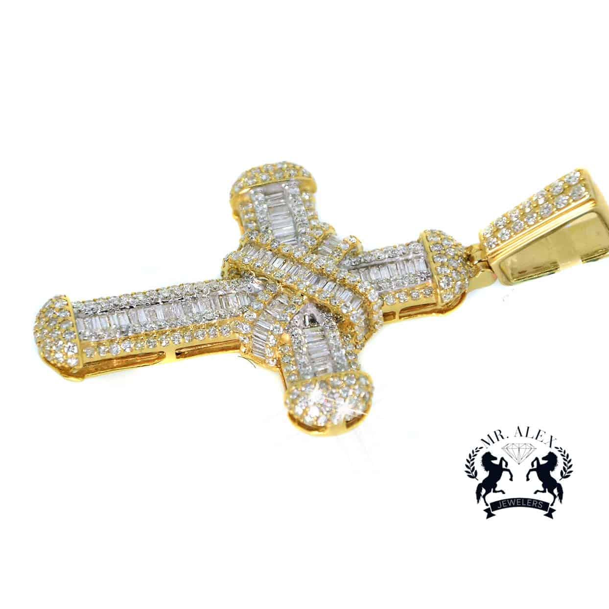 10K Cross Diamond Pendant Yellow Gold 2.95ct - Mr. Alex Jewelry