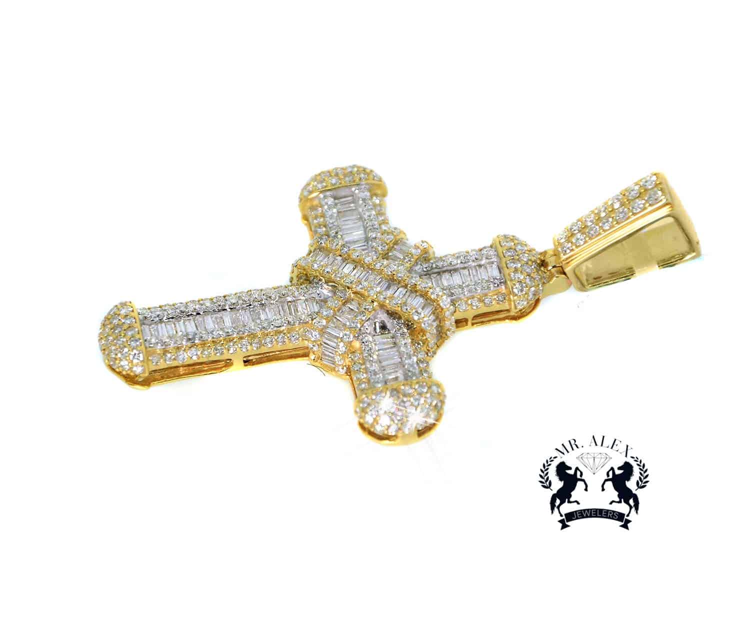 10K Cross Diamond Pendant Yellow Gold 2.95ct - Mr. Alex Jewelry