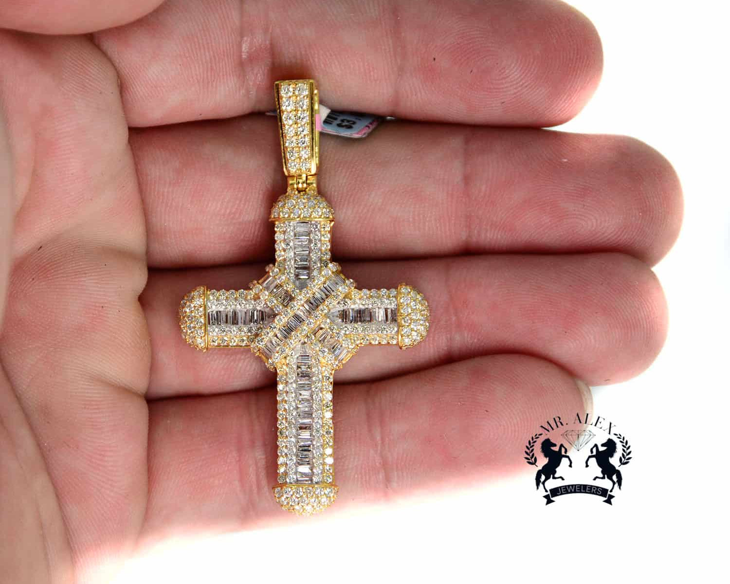10K Cross Diamond Pendant Yellow Gold 2.95ct - Mr. Alex Jewelry