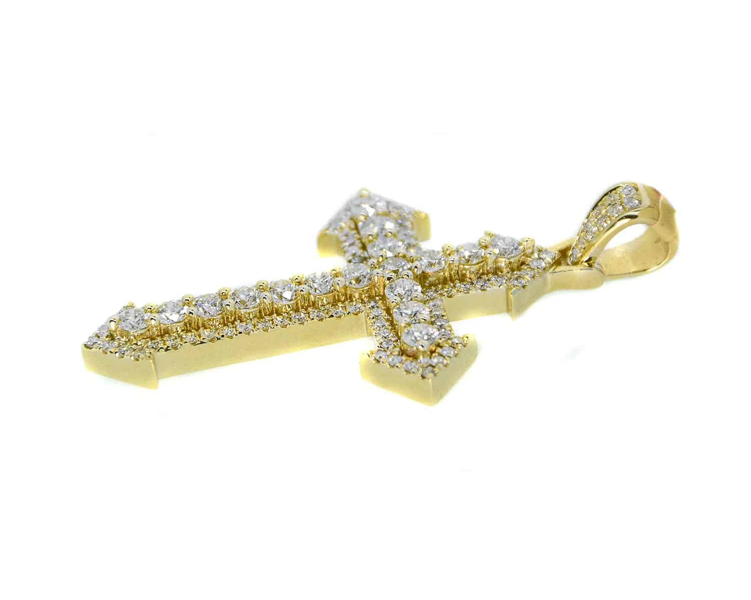 10K Cross Pendant Arrow Point Yellow Gold 1.95ct - Mr. Alex Jewelry
