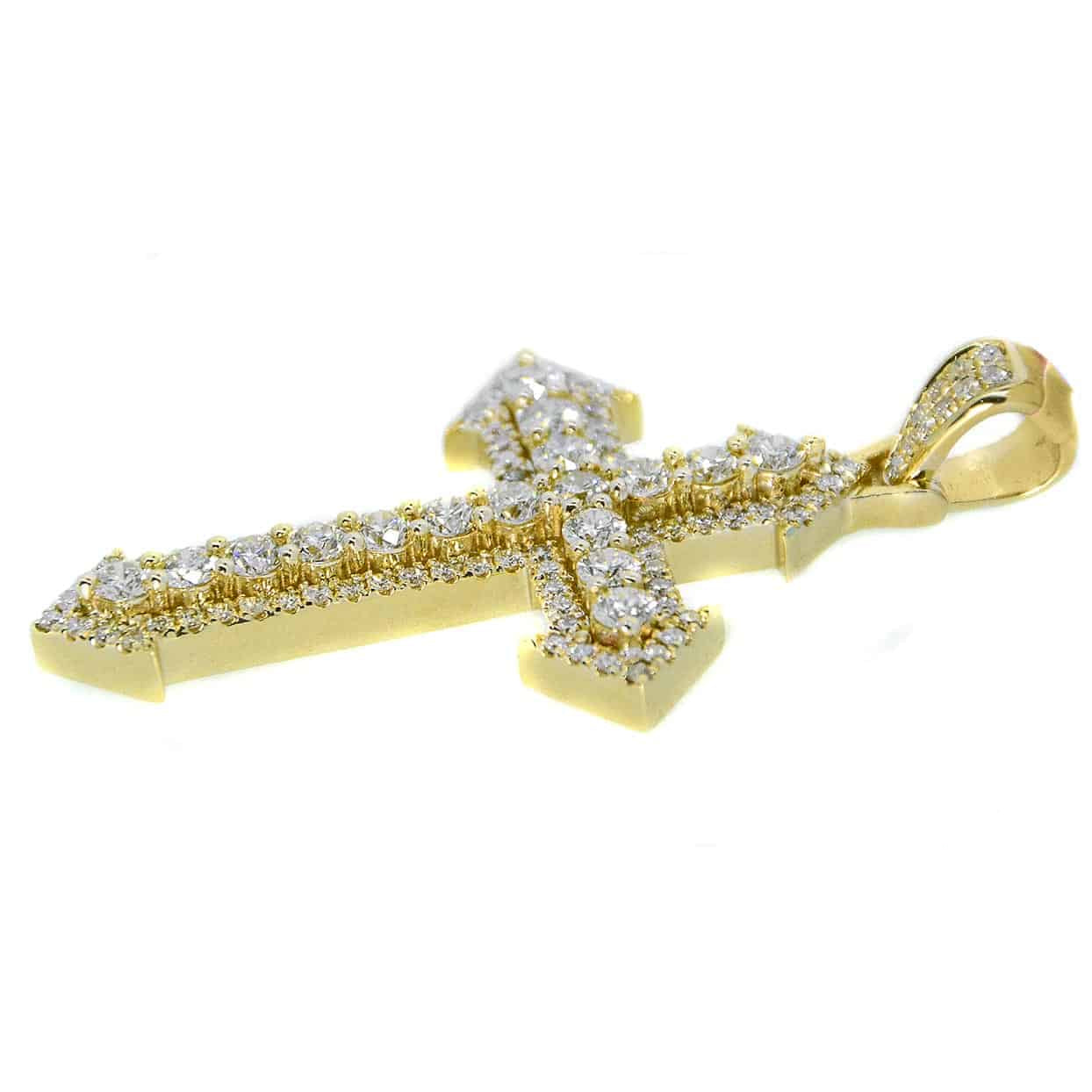 10K Cross Pendant Arrow Point Yellow Gold 1.95ct - Mr. Alex Jewelry