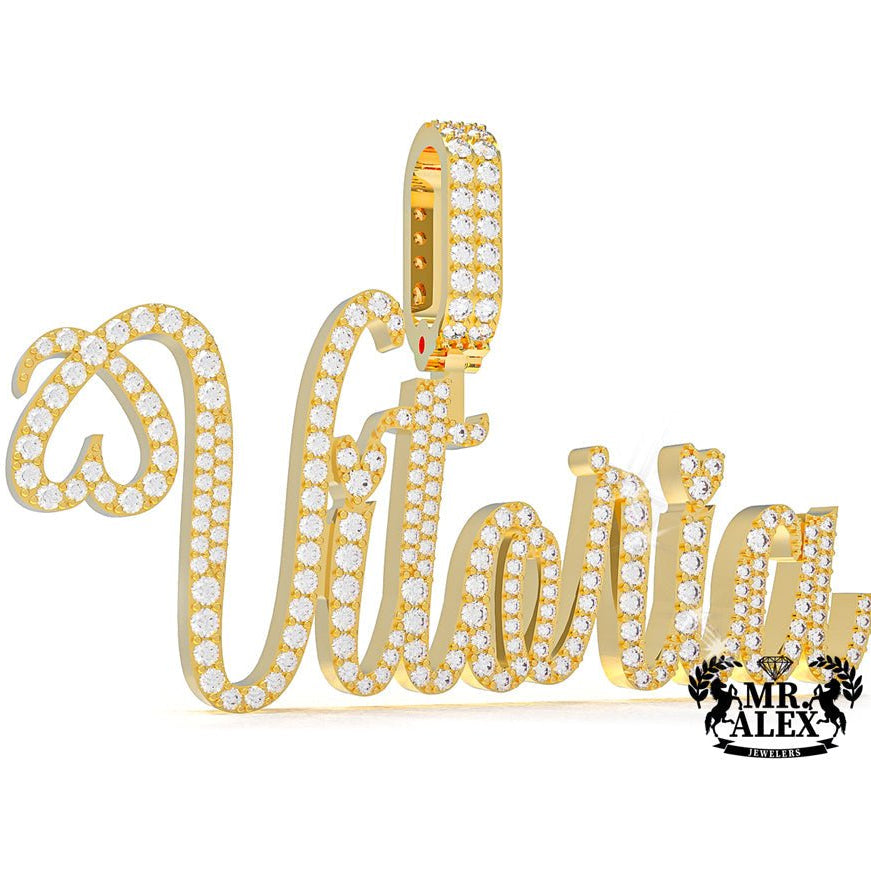 10K Custom Names Diamonds Charms 1 Layers - Mr. Alex Jewelry