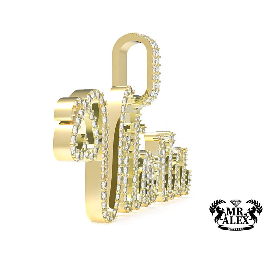 10K Custom Names Diamonds Charms 1 Layers - Mr. Alex Jewelry