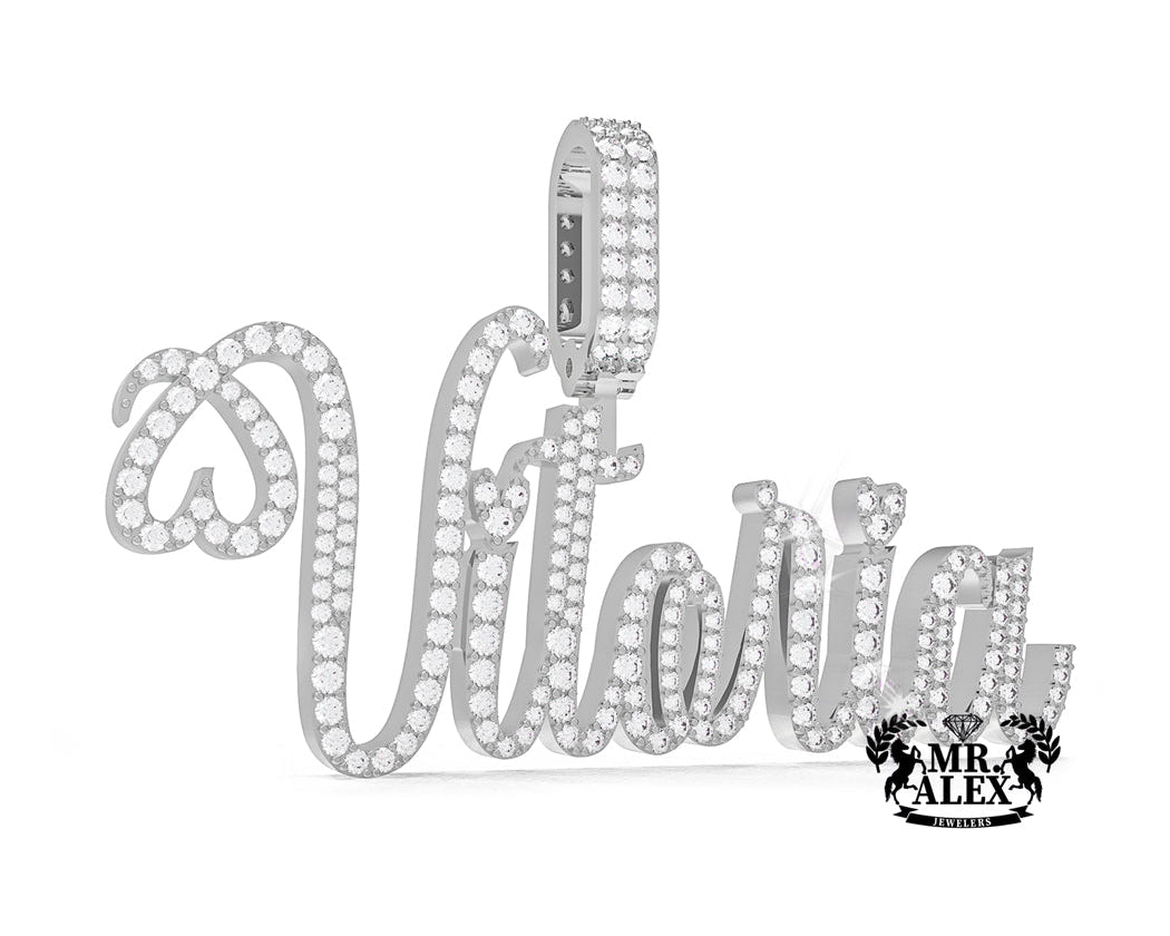 10K Custom Names Diamonds Charms 1 Layers - Mr. Alex Jewelry