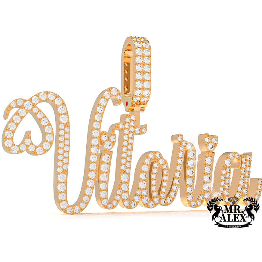 10K Custom Names Diamonds Charms 1 Layers - Mr. Alex Jewelry