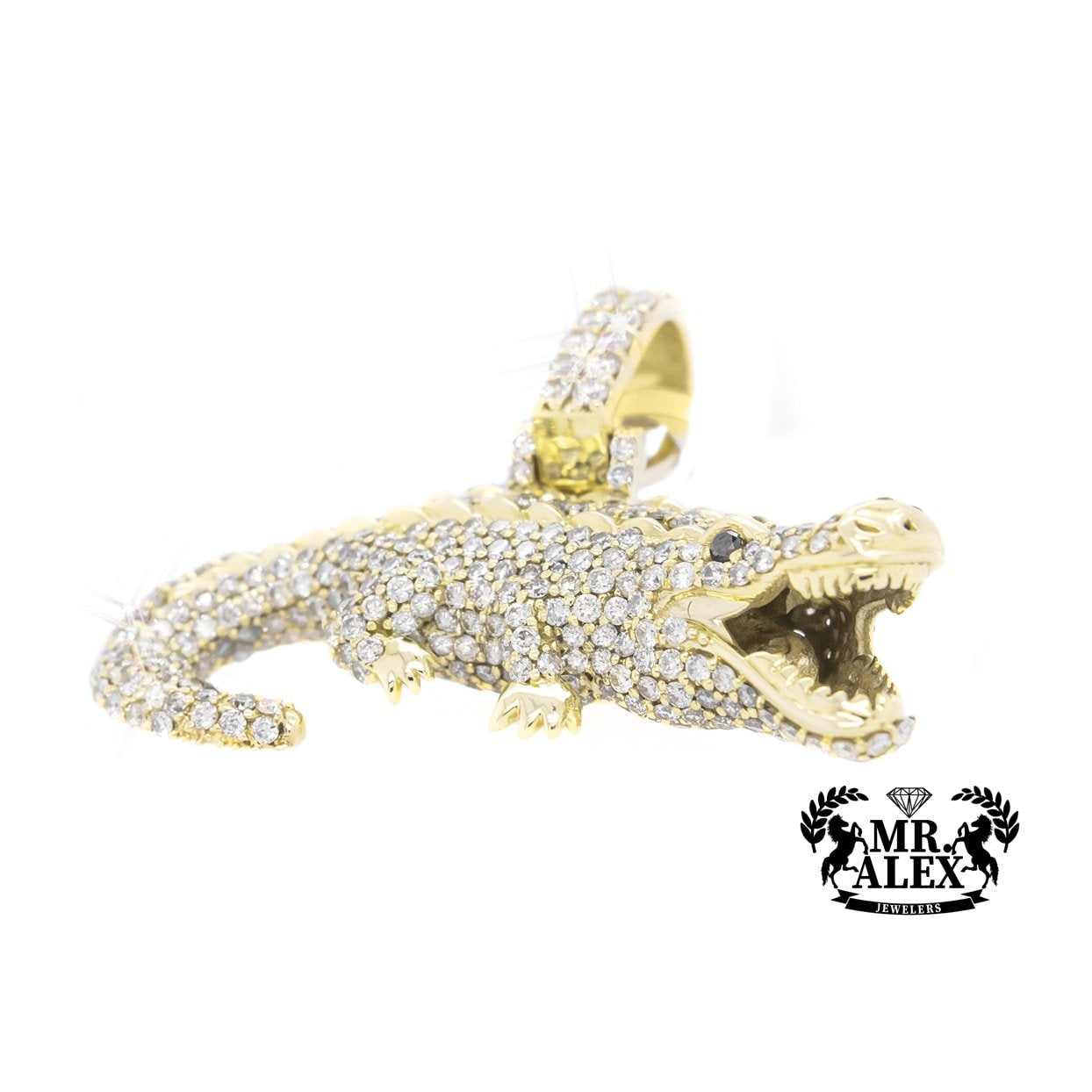 10K Diamond Alligator Pendant 2.95CT Yellow Gold - Mr. Alex Jewelry