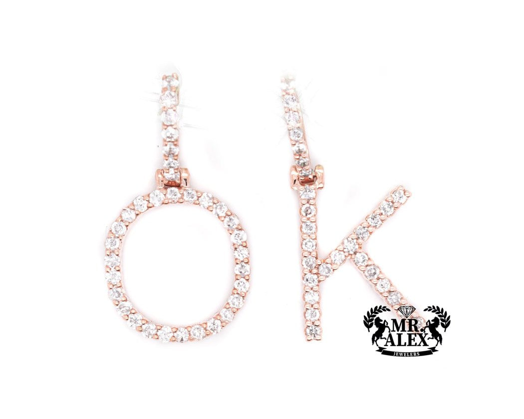 10k Diamond Alphabet A-Z Initials 0.45ct Rose Gold - Mr. Alex Jewelry