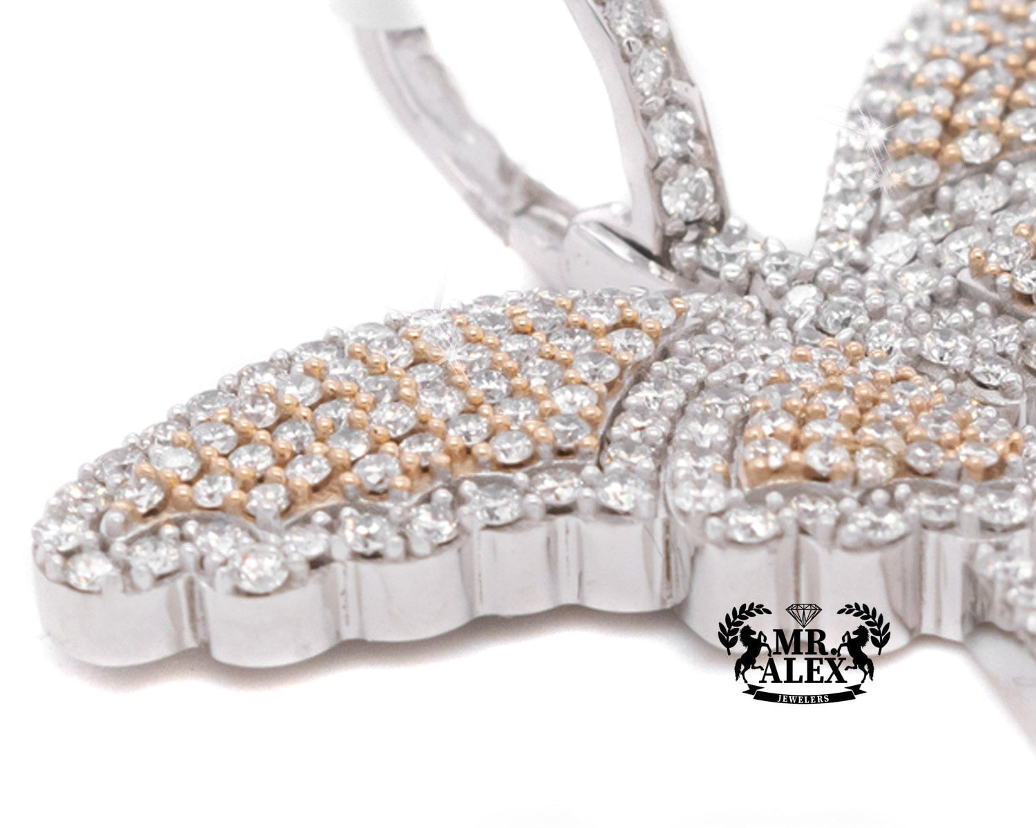 10K Diamond Butterfly Pendant 1.50CT 2Tone - Mr. Alex Jewelry
