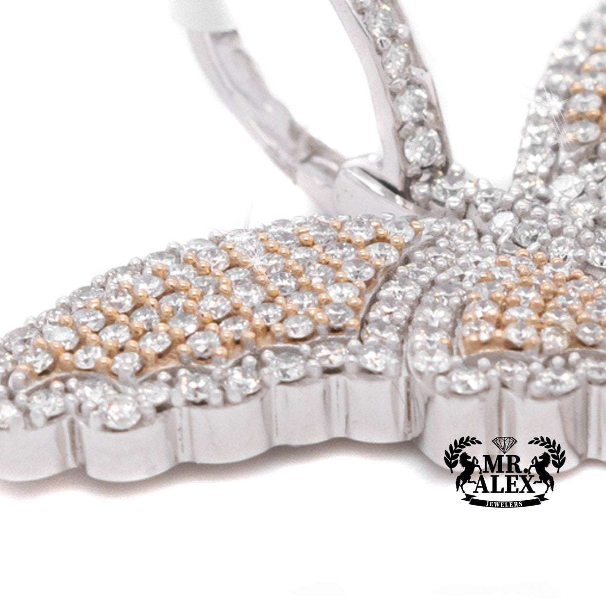 10K Diamond Butterfly Pendant 1.50CT 2Tone - Mr. Alex Jewelry