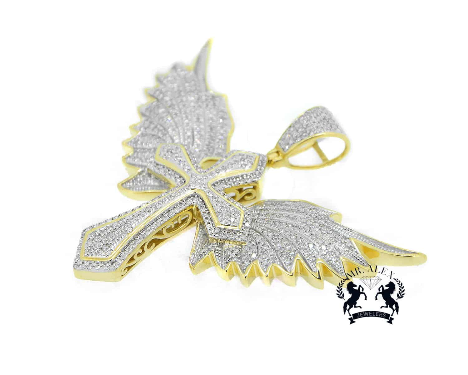 10k Diamond Flying Cross 1.15ct Yellow Gold - Mr. Alex Jewelry