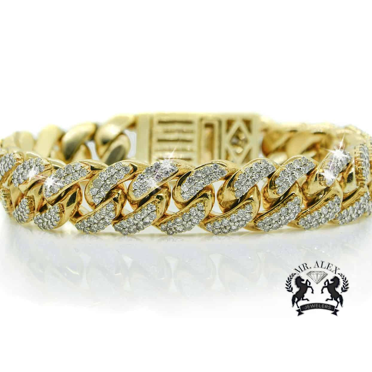 10k Diamond Miami Cuban Bracelet 11.00ct - Mr. Alex Jewelry