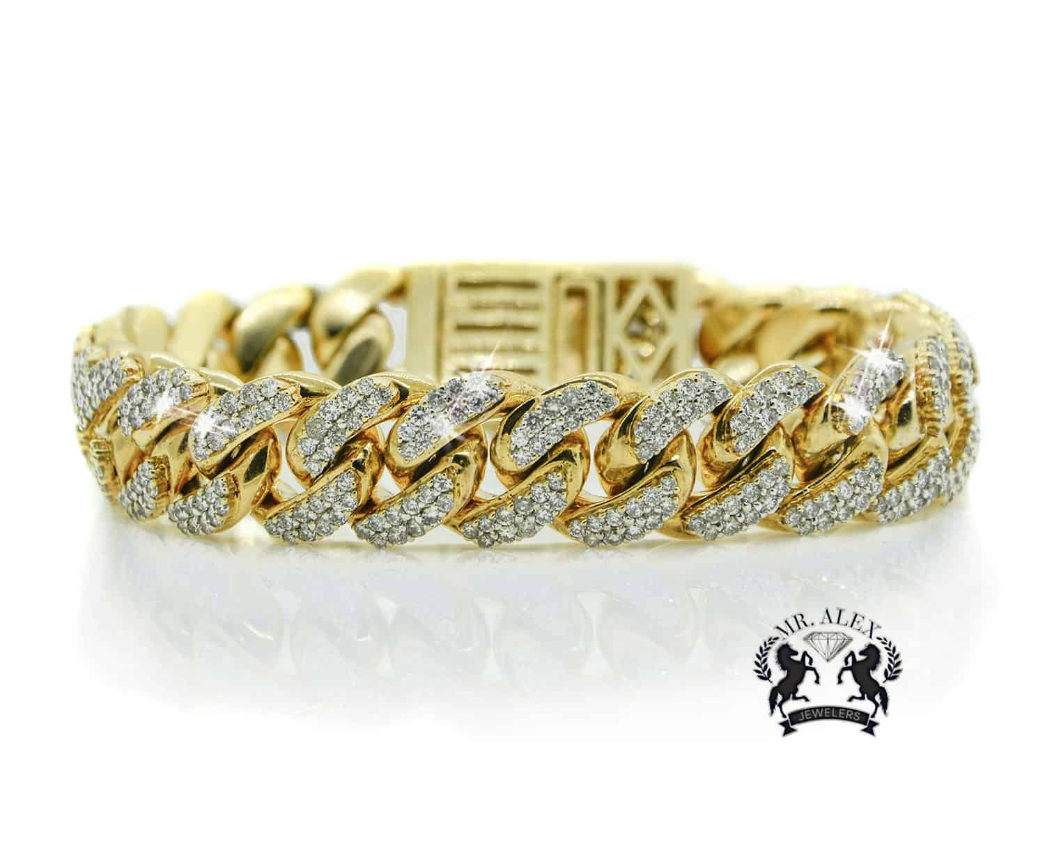 10k Diamond Miami Cuban Bracelet 11.00ct - Mr. Alex Jewelry