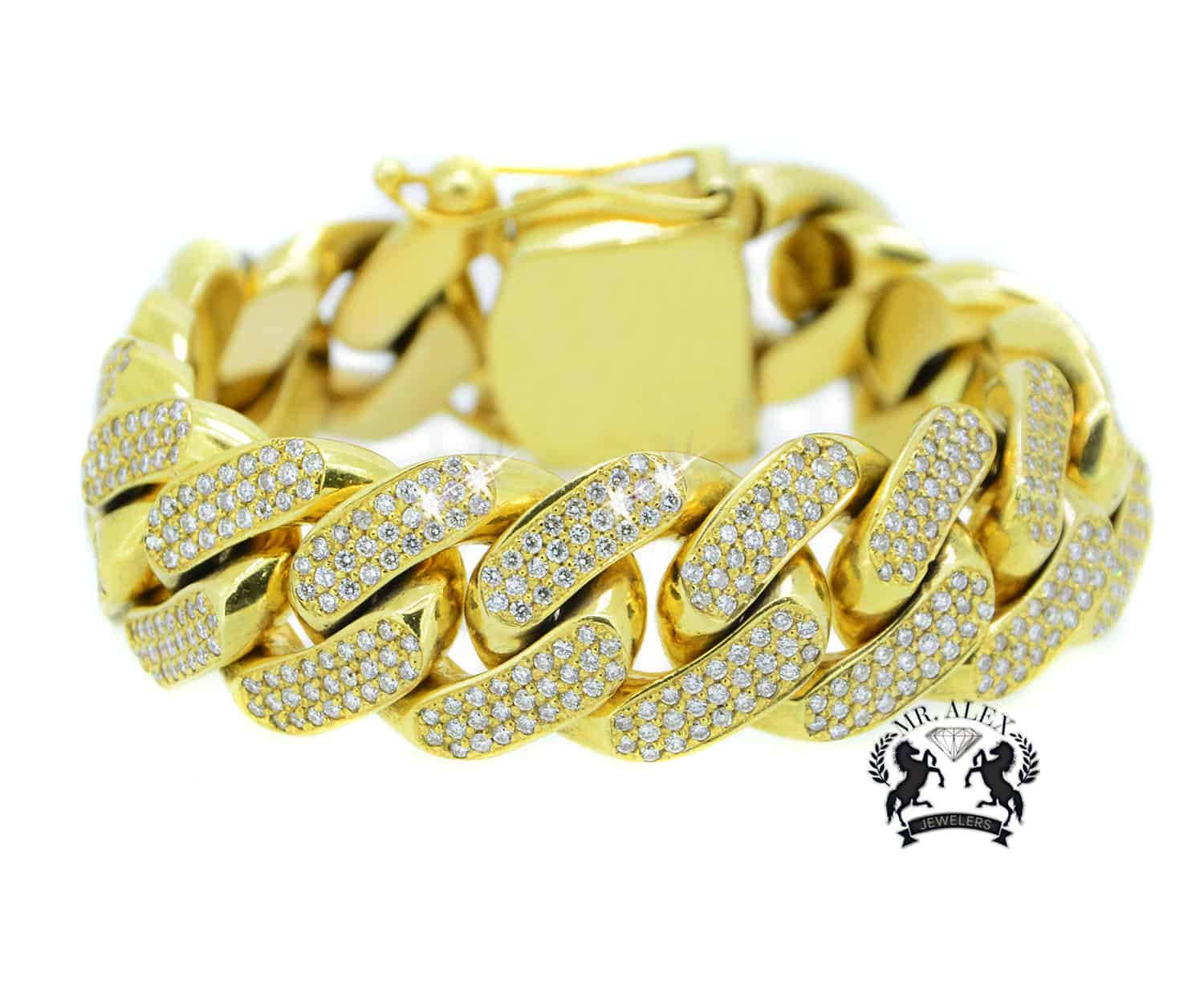 10k Diamond Miami Cuban Heavy Bracelet 13.00ct - Mr. Alex Jewelry