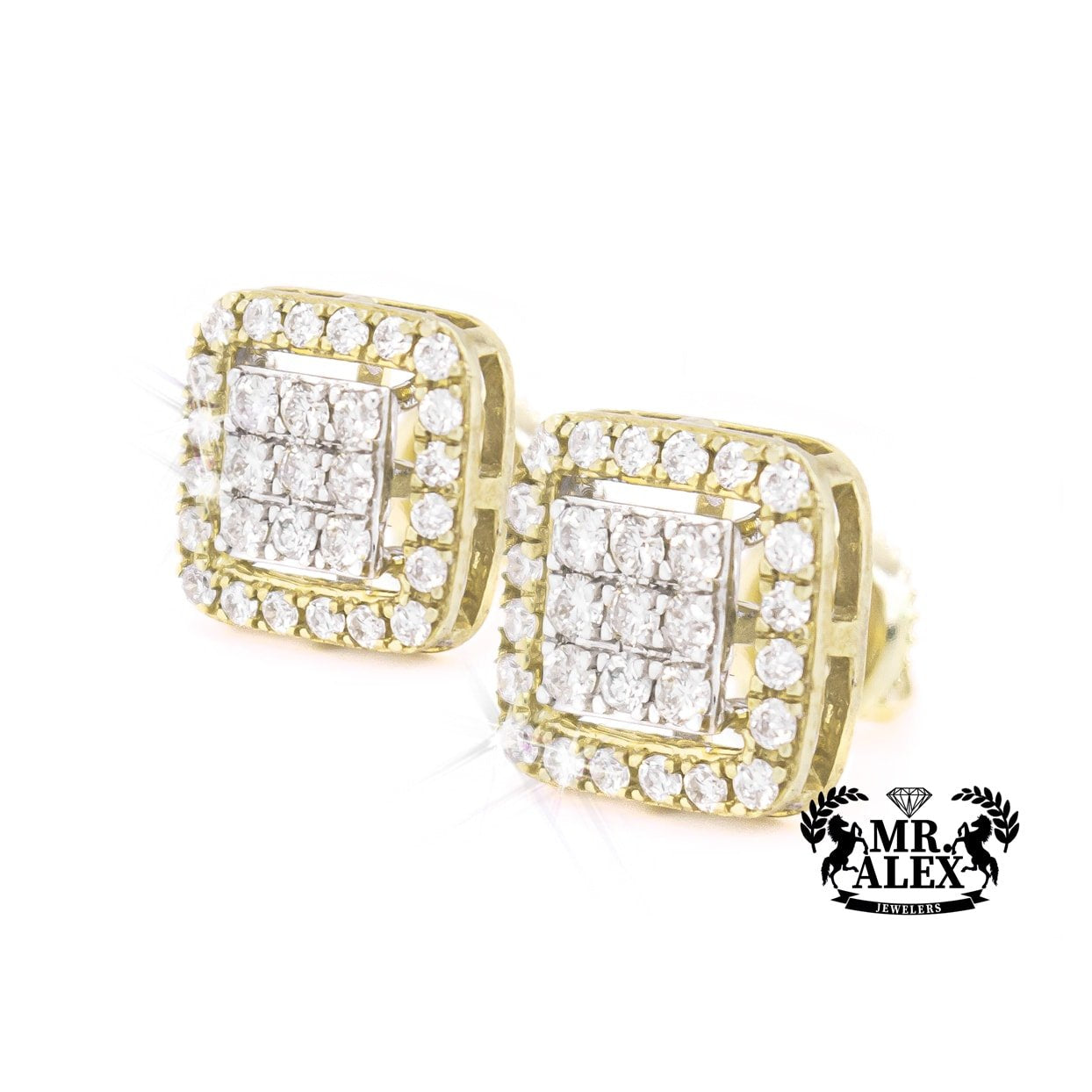 10K Diamond Square Stud Earrings 0.75CT - Mr. Alex Jewelry