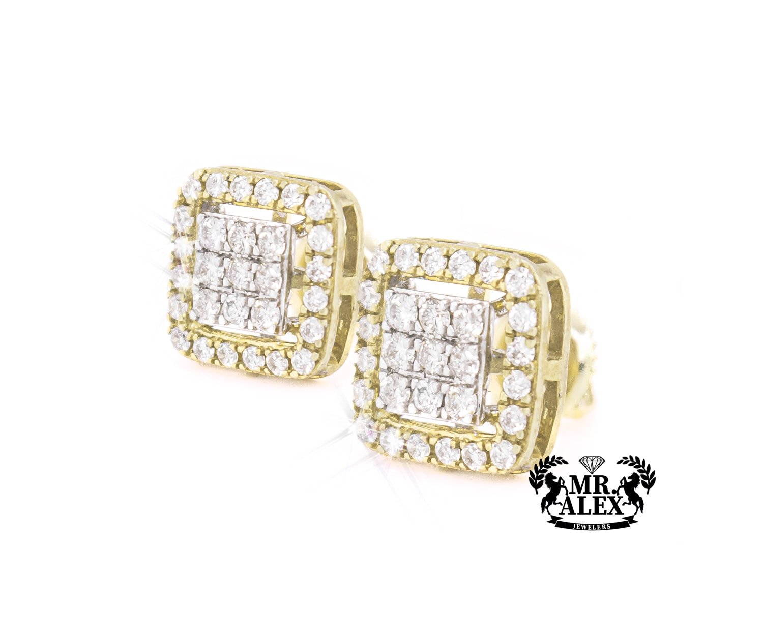 10K Diamond Square Stud Earrings 0.75CT - Mr. Alex Jewelry