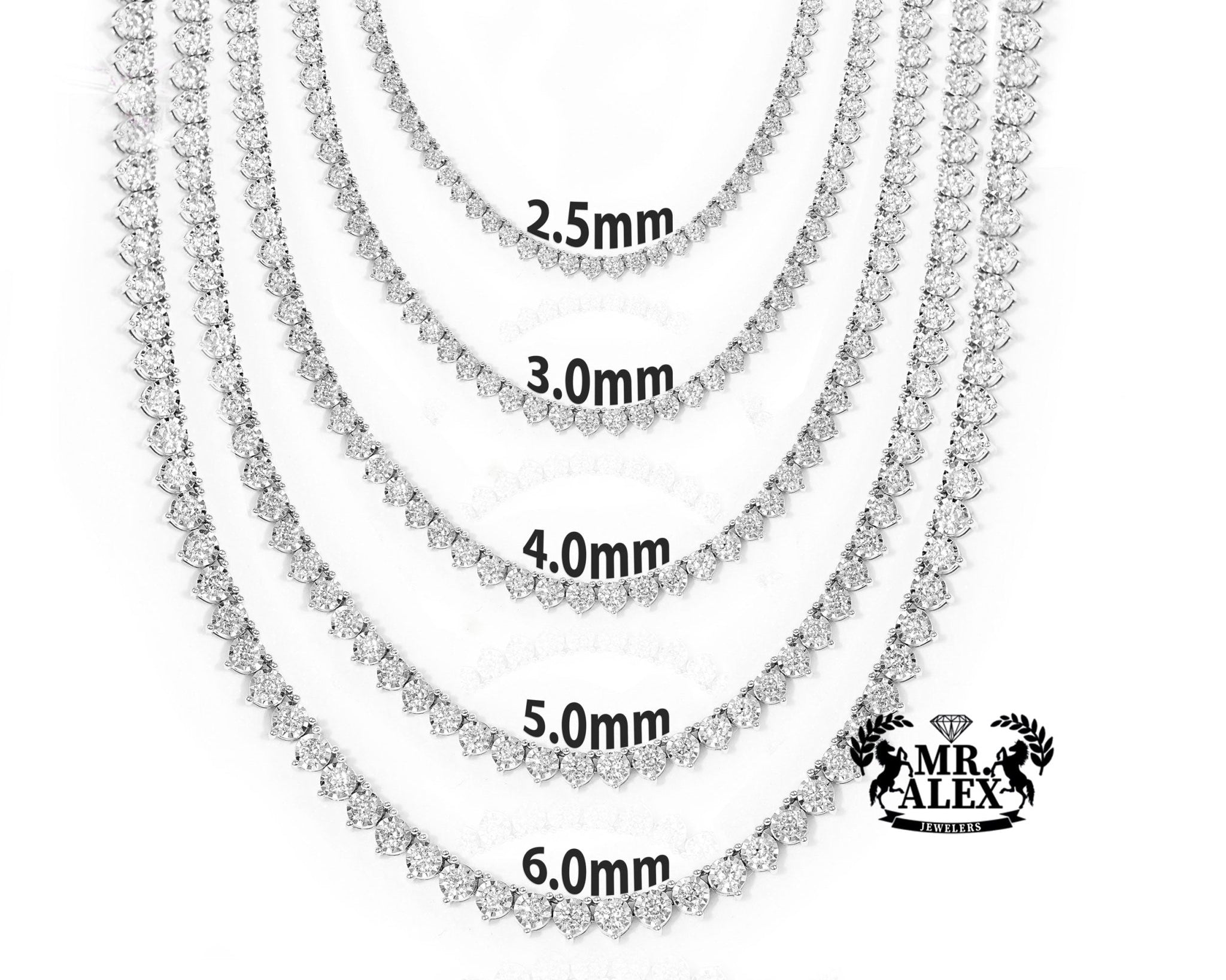 10k Diamond Tennis Necklace Solid 2.6mm 2.15ct - Mr. Alex Jewelry