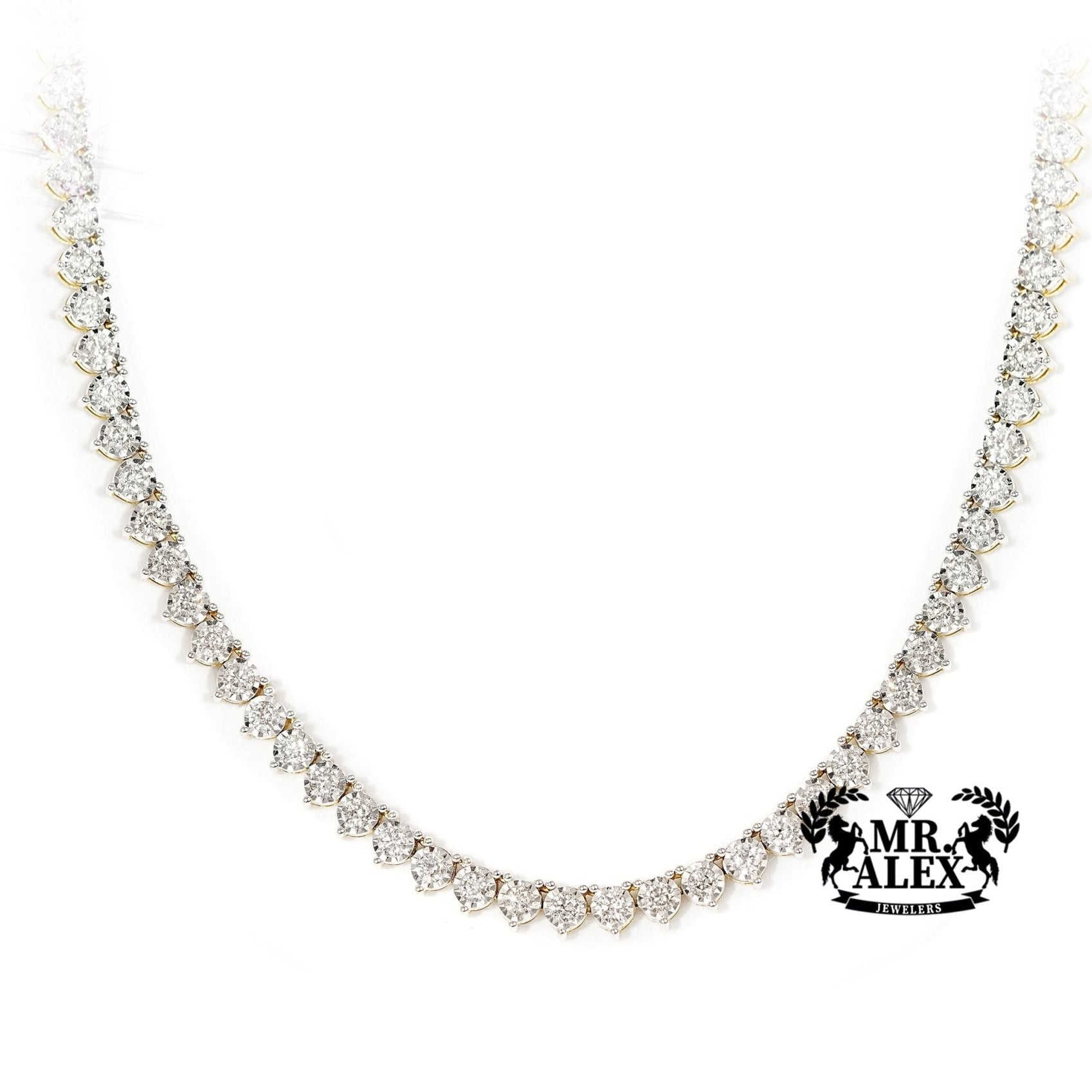 10k Diamond Tennis Necklace Solid 3.8mm 3.75ct - Mr. Alex Jewelry