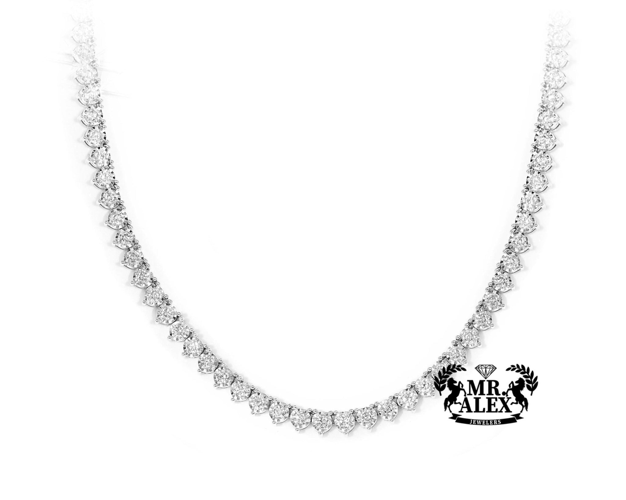 10k Diamond Tennis Necklace Solid 3.8mm 3.75ct - Mr. Alex Jewelry