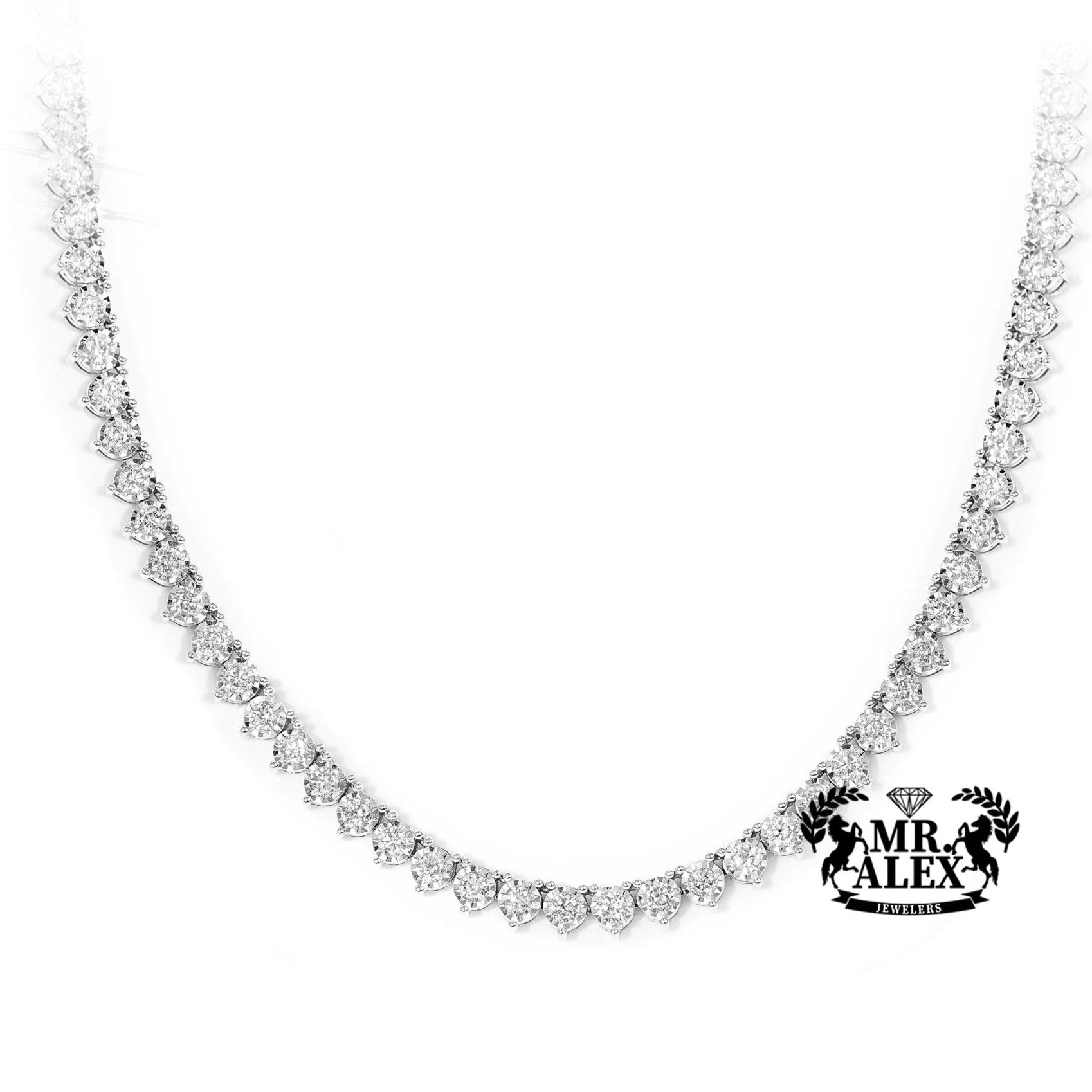 10k Diamond Tennis Necklace Solid 3.8mm 3.75ct - Mr. Alex Jewelry