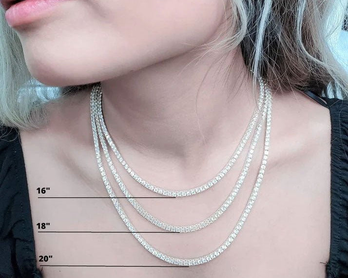 10k Diamond Tennis Necklace Solid 3.8mm 3.75ct - Mr. Alex Jewelry